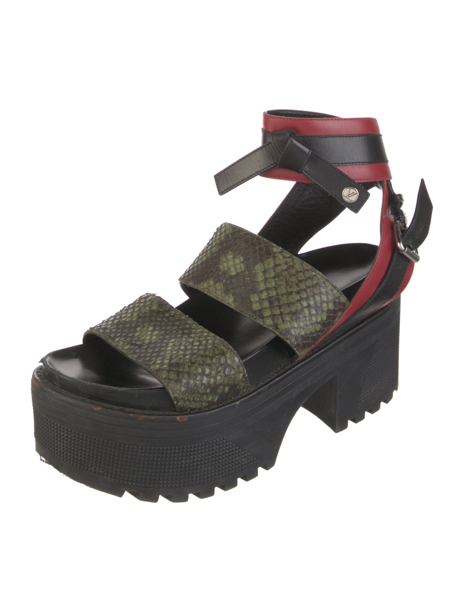 Louis Vuitton Snakeskin Animal Print Slingback Sandals